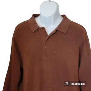 Jos A. Bank Men's 2XL Brown Long Sleeved Polo Shirt EUC